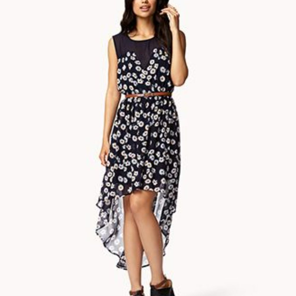 Forever 21 Daisy High-Low Dress with Mesh Yoke